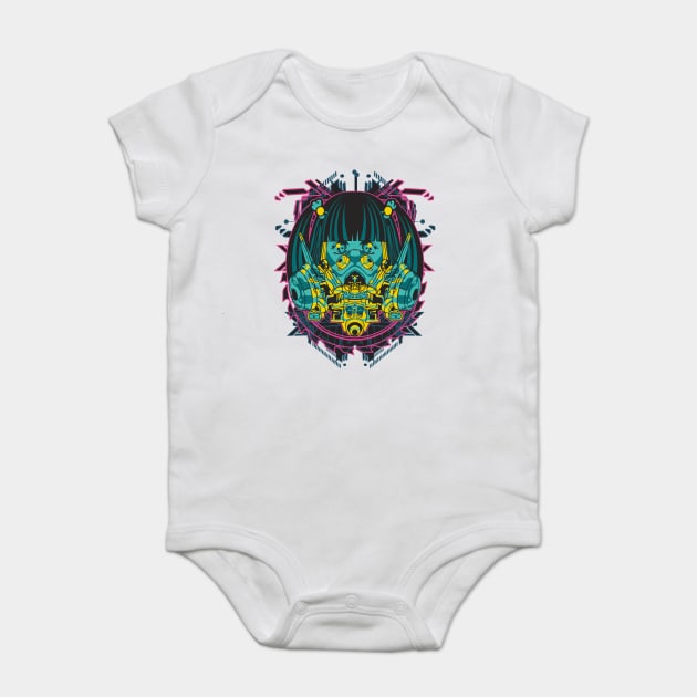 cyberpunk girl with mask Baby Bodysuit by Urbanprint